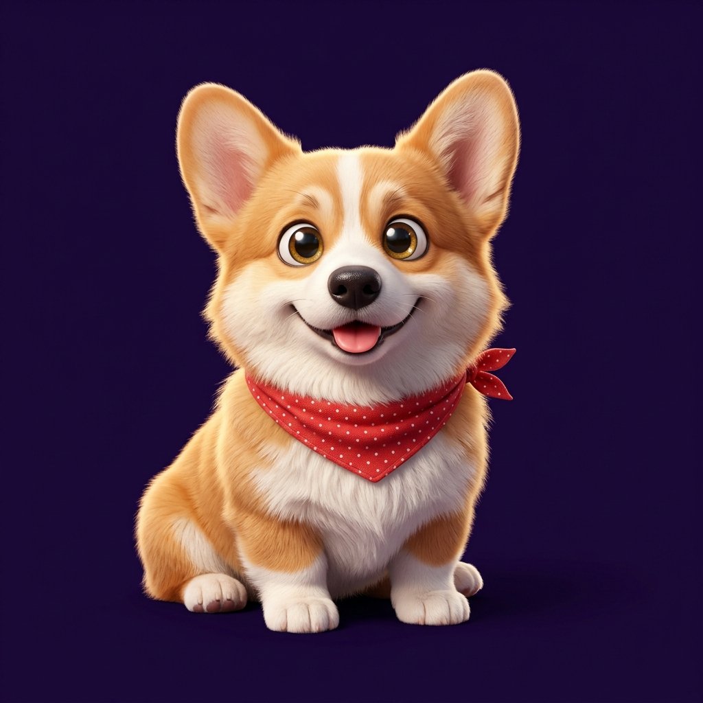 Mascota Corgi 3D Pixar